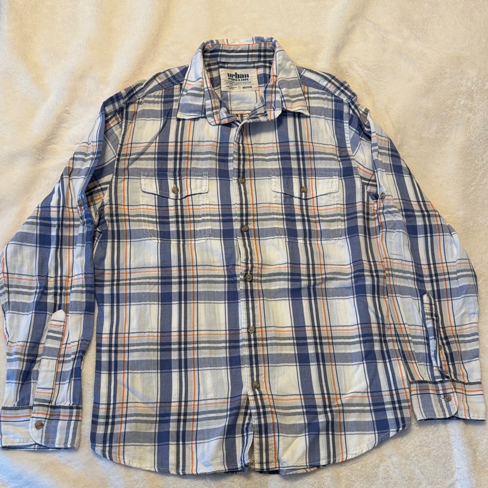The Foundry Supply Co. Blue and Cream Plaid Shirt